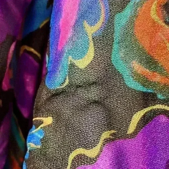 Oscar de la Renta Womens Medium Swimwear Swim Cover Up Sheer Psychedelic Vintage